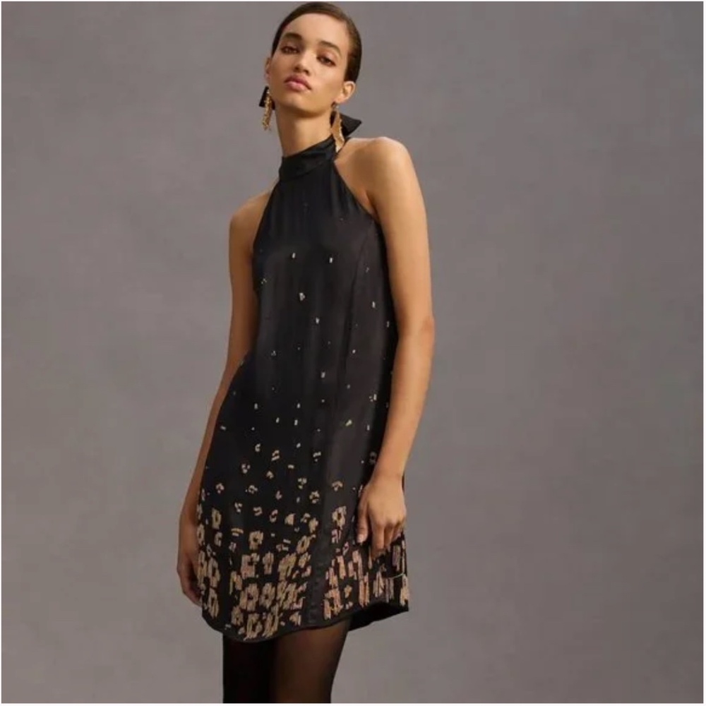 Anthropologie Beaded Halter dress